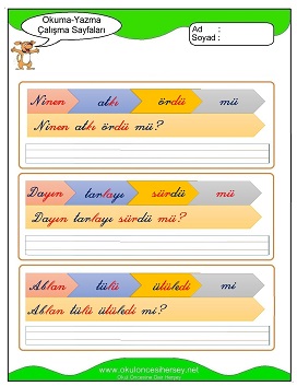 ü sesi Çalışma Sayfaları